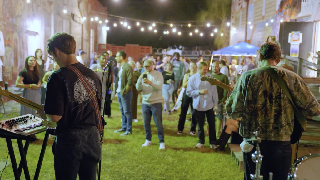 crowd enjoying live music at festival